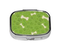 Huesos de pata de perro verde, Pastillero cuadrado para bolsillo o monedero, pequeño contenedor de pastillas, organizador de pastillas de viaje