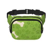 Huesos de Pata de Perro Verdes,Riñonera Cuadrada de Doble Capa, Bolso de Viaje, Bolso Informal para el Pecho.