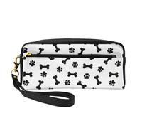 Huesos De Perro U Patas Blanco Y Negro, Bolsa de Maquillaje Bolsa de cosméticos Bolsa de Aseo de Viaje portátil Estuche de Cuero para Mujeres y niñas