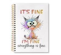 huester Divertido cuaderno de gato, diario de regalo para mamá, para mujeres, cuadernos divertidos para tomar notas, It's Fine I'm Fine Everything Is Fine, cuaderno en espiral de tapa dura, 5.5 x 8.3