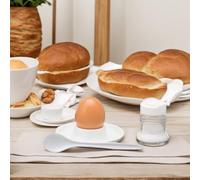 Huevera, 4 Piezas Hueveras de Plastico, Soporte para Huevos Redonda Portatil, Hueveras para Desayuno de Limpiar, Portahuevos Reutilizables Apilable, Huevera para Desayuno, Fiesta, Comedor, Blanca