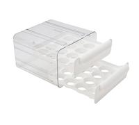 Huevera Apilable Ahorro de Espacio Contenedor de Huevos de 2 Niveles para Nevera Alta Transparencia Fácil Acceso 32 Huevos (WHITE)