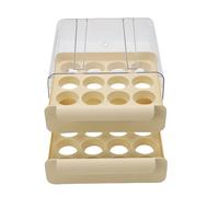 Huevera Apilable Ahorro de Espacio Contenedor de Huevos de 2 Niveles para Nevera Alta Transparencia Fácil Acceso 32 Huevos (De color crema)