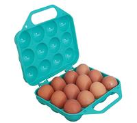 Huevera de Plastico para 12 Unidades,Huevera Frigorifico, Huevera Nevera, Organizador Frigorífico Huevos,Bandeja Portátil Lateral Doble con Asa, Engrosada para Viajes y al Aire Libre, azul