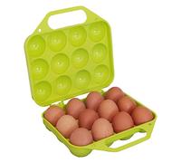 Huevera de Plastico para 12 Unidades,Huevera Frigorifico, Huevera Nevera, Organizador Frigorífico Huevos,Bandeja Portátil Lateral Doble con Asa, Engrosada para Viajes y al Aire Libre, verde