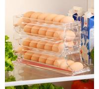 Huevera Nevera 4 Niveles Automática, Rolling Egg Tray Egg Holder, Gran Capacidad 30 Huevos, organizador de huevos de gran capacidad que ahorra espacio para almacenamiento de huevos en el
