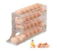 Huevera Nevera Automática para 30 Huevos - Organizador de Huevos con Dispensador 4 Niveles - Compacto para Frigorífico o Encimera - Material PP Transparente
