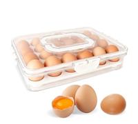 Huevera, Organizador de Nevera para 24 Unidades, Contenedor Hermético para Alimentos, Caja de Conservación Transparente, Cajón para Huevos, Huevera Portátil para Cocina y Transporte