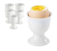 Hueveras de Porcelana, Juego de 6 Hueveras de Porcelana Blanca, Hueveras Clásicas de Porcelana Blanca, 7 x 5,2 cm Hueveras de Porcelana, Huevo Pasado por Agua para el Bufé o el Desayuno Familiar