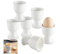 Hueveras de Porcelana, Juego de 6 Hueveras de Porcelana Blanca, Hueveras Clásicas de Porcelana Blanca, 7 x 5,2 cm Hueveras de Porcelana Blanca, para Huevos Duros y Blandos en la Mesa del Desayuno