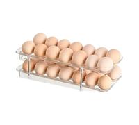 Hueveras para Frigorifico,2 Niveles Soporte para Huevos Rodante,Dispensador de Huevos de Plástico Transparente,Portahuevos Rodantes para Cocina Refrigerador Encimera,Capacidad de 28 Huevos