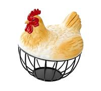 Hueveras para Frigorífico, Cesta para Huevos Gallina con Tapa, 19.5x19.5x22.5 cm, Almacenaje Rústico de Huevos, Verduras y Frutas