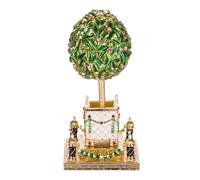 Huevo al estilo Fabergé caja de joya Árbol de la bahía (árbol de Naranja) con pájaro 16 cm verde
