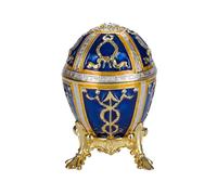 Huevo al estilo Fabergé Capullo de rosa caja de joya, 6 cm azul