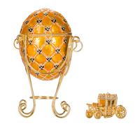 Huevo al estilo Fabergé de coronacion imperial Caja de Joya con carruaje 19 cm amarillo