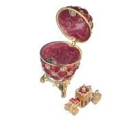Huevo al estilo Fabergé de coronacion imperial Caja de Joya con carruaje 6,5 cm rojo