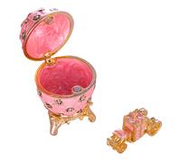 Huevo al estilo Fabergé de coronacion imperial Caja de Joya con carruaje 6,5 cm rosa