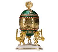 Huevo al estilo Fabergé del Ferrocarril Transiberiano caja de joya con tren 12,5 cm verde
