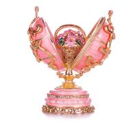 Huevo al estilo Fabergé Flores de Primavera con cesta de flores 8,5 cm rosa