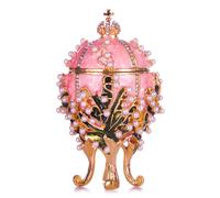 Huevo al estilo Fabergé Lirios del valle (Lilas del valle) caja de joya 8,5 cm rosa
