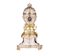 Huevo al estilo Fabergé Real Danés (Jubileo Danés) caja de joya con leones 13 cm azul
