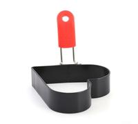 Huevo de acero inoxidable para anillo para huevos fritos y panqueques, herramienta que no se cocina con mango plegable, agarre de plástico resistente al calor, kit de ahorro de espacio (forma de