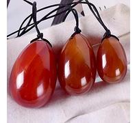 Huevo de ágata natural Cristal perforado Yoni Huevo Mineral Cuarzo Bola de ónix Masaje Kegel Ejercicio-3 piezas