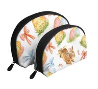 Huevo De Conejo De Pascua Acuarela, Bolsa de Maquillaje de Concha, Monedero pequeño para Mujer, Bolsa de artículos de tocador, Bolsa de cosméticos, 2 Piezas
