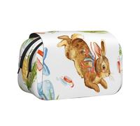 Huevo de Conejo de Pascua en Acuarela Estuche para lápices portátil con Doble Concha y Cremallera