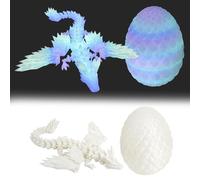 Huevo De Cristal 3D Juguete De Dragon Articulado Alado y Su Huevo Impreso En 3D Realista Misterioso Dragón Juguete Figuras De Dragón para Decoración De Escritorio del Día De Pascua