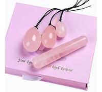Huevo de cuarzo rosa Yoni Huevos de jade Mujeres Ejercitador de Kegel-Huevos-Varita con caja