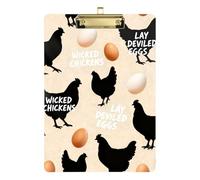 Huevo de diablo negro pollo beige organizador A4 con portapapeles transparente para suministros de aula para profesores de escuela secundaria, tamaño 9 x 12 pulgadas