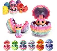 Huevo de dragón impreso en 3D con dragón, juguete de dragón con impresión 3D, figuras de dragón con huevo, juego de 6 dragones 3D en huevo sorpresa para niños, regalo para cumpleaños, día del niño y