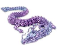 Huevo De Dragón Impreso En 3D,Dragón y Huevo De Dragón De Cristal Totalmente Articulado y Flexible,Adornos De Dragón,Juguete De Dragón De Escritorio para Decoración del Hogar (Púrpura)