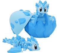 Huevo de dragón, juego de mini huevos de dragón encantado, modelo de dragones articulados impreso en 3D con carcasa de huevos, coleccionables de decoración de escritorio de fantasía, azul