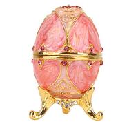 Huevo de Estilo Fabergé Pintado a Mano Vintage Huevo de Fabergé Huevo de Fabergé esmaltado con Diamantes Brillantes para Caja de baratijas de Huevos de Pascua