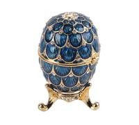 Huevo de Fabergé, Baratija de Aleación de Zinc, Caja Pequeña de Baratija de Estilo Vintage con Pintura Esmaltada para Manualidades Decorativas (BLUE)
