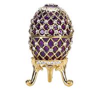 Huevo de Fabergé esmaltado, caja de baratija de joyería con adornos pintados dorados vintage europeos, regalo único para decoración del hogar, el mejor adorno de tu colección, para decoración