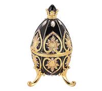 Huevo de Fabergé esmaltado Huevo de estilo Fabergé pintado a mano Huevo de Fabergé vintage con diamantes brillantes para caja de baratijas de huevos de Pascua