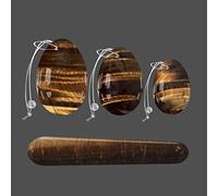 Huevo de jade Yoni para Kegel Yoni Huevo Set Ojos de Tigre Varita Yoni Huevos de Jade Perforados Kegel Ejercitador Huevos de Amor sin Perforar, Juego de Cuerda de Silicona