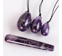 Huevo de masaje de cristal Yoni Varita 4 Pcs Set Natural Rose Stone Amethyst Kegel Ejercicio, Amatista