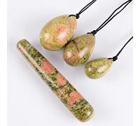 Huevo de masaje de cristal Yoni Varita 4 Pcs Set Natural Rose Stone Amethyst Kegel Ejercicio, Be Careful