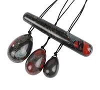 Huevo de masaje de cristal Yoni Varita 4 Pcs Set Natural Rose Stone Amethyst Kegel Ejercicio, Jaspe Sangre