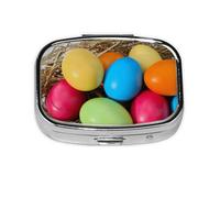 Huevo De Pascua Colorido Moderno, Pastillero cuadrado para bolsillo o monedero, pequeño contenedor de pastillas, organizador de pastillas de viaje