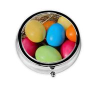 Huevo De Pascua Colorido Moderno, Pastillero, Pastillero redondo Pequeño contenedor de pastillas Organizador de pastillas de viaje
