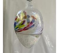 Huevo de Pascua de cristal soplado a boca para colgar - blanco, multicolor - Decoración de Pascua - Altura: 8,5 cm - Diámetro: 4,8 cm