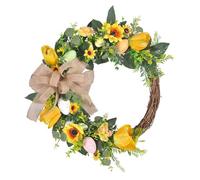 Huevo de Pascua de ratán para Colgar en la Puerta del hogar, decoración de Pascua, Corona de simulación (Khaki, 40cm)