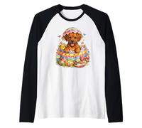 Huevo de Pascua Rhodesian Ridgeback Hatched | Lindo Cachorro Perro Camiseta Manga Raglan