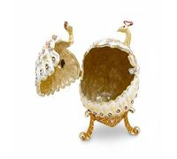 Huevo de pavo real ruso estilo fabergé imperial, decoración de oro de 24 quilates, cristal austriaco, hecho a mano, artículos de coleccionista, regalos de Navidad, amantes de los pájaros, regalo de