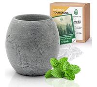 Huevo de sauna CozyNature hecho de esteatita natural | cuenco aromático resistente al calor para infusiones relajantes | 100% hecho a mano | adecuado para cristales de mentol y aceites de sauna